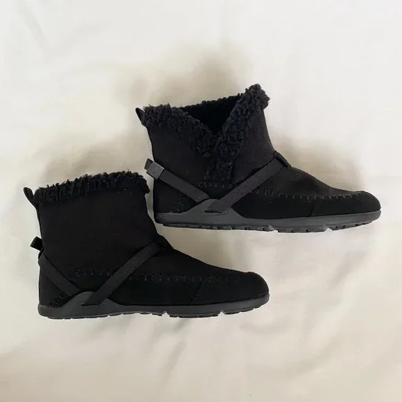 Xero Shoes Women's Ashland Black Ankle Boots Canvas Faux Fur Size 7.5 Booties - Picture 4 of 12